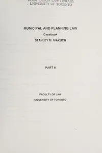 Canadian municipal and planning law