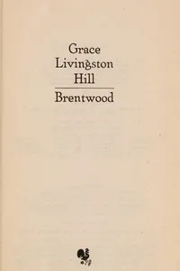 Cover of Brentwood, No. 18 by Grace Livingston Hill