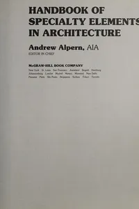 Handbook of specialty elements in architecture