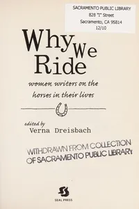 Cover of Why we ride by Jane Smiley