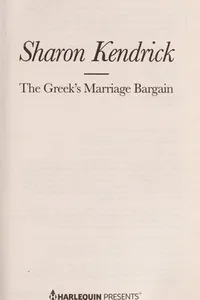 Capa de The Greek's Marriage Bargain por Sharon Kendrick