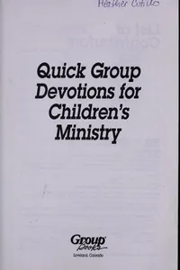 Quick group devotions for children's ministry