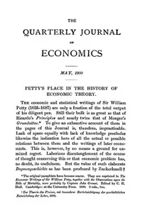 Petty's Place in the History of Economic Theory