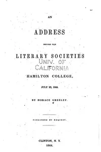 An address before the literary societies of Hamilton College: July 23, 1844