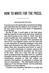 How to Write for the Press: A Practical Handbook for Beginners in Journalism