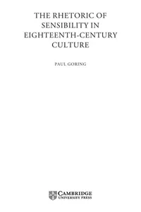 RHETORIC OF SENSIBILITY IN EIGHTEENTH-CENTURY CULTURE