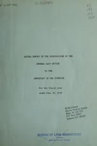 Annual report of the Commissioner of the General Land Office to the Secretary of the Interior for the fiscal year ended June 30, 1938
