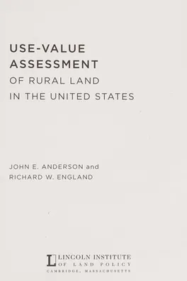Capa de Use-value assessment of rural land in the United States