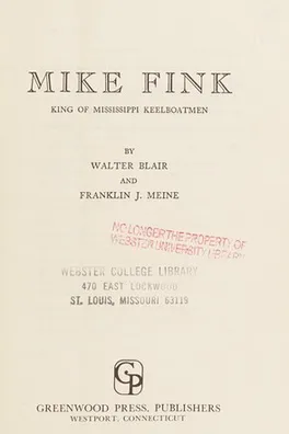 Cover of Mike Fink, king of Mississippi keelboatmen