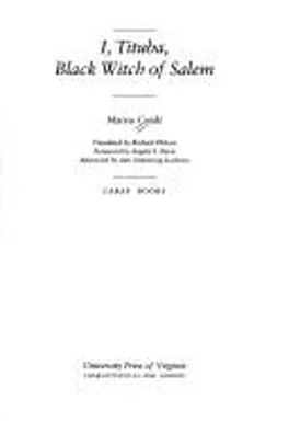 Capa de Moi, Tituba, Sorcière…Noire de Salem