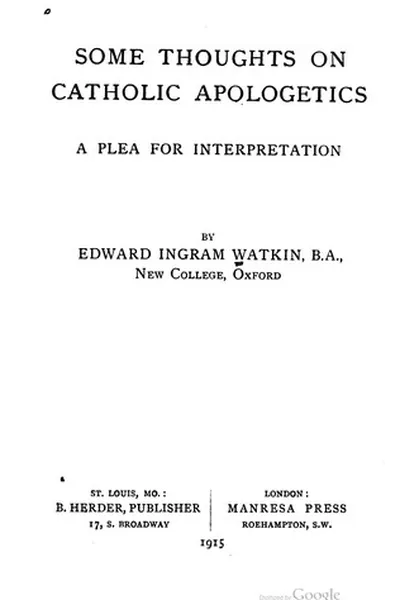 Capa de Some thoughts on Catholic apologetics