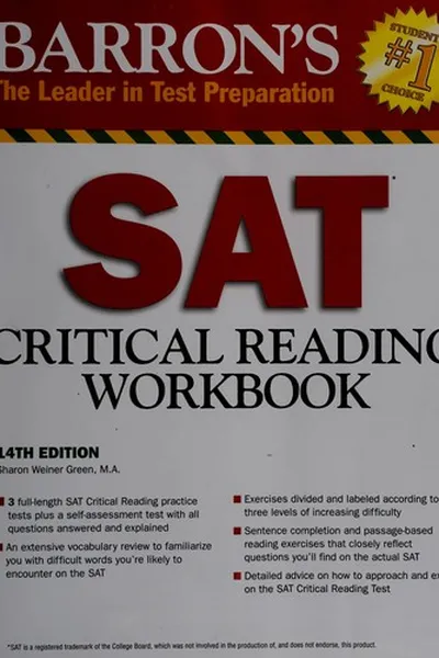 Capa de Barron's SAT critical reading workbook