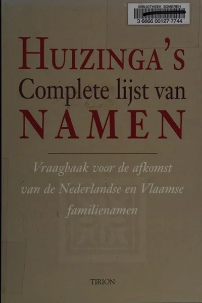 Capa de Huizinga's complete lijst van namen
