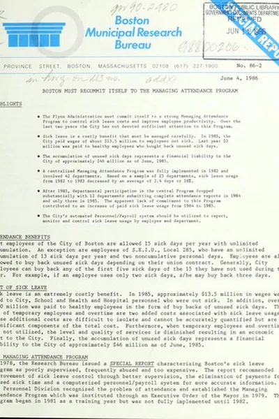 Capa de Boston must recommit itself to the managing attendance program