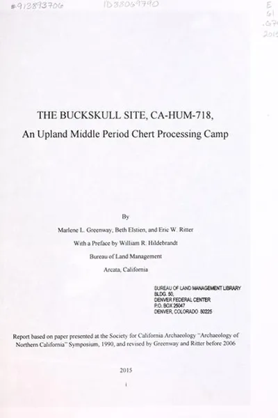 Capa de The Buckskull Site, CA-HUM-718