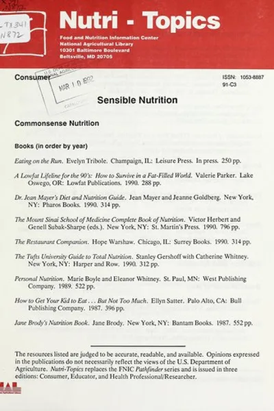 Cover of Sensible nutrition