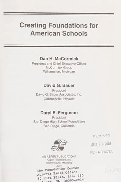 Capa de Creating foundations for American schools