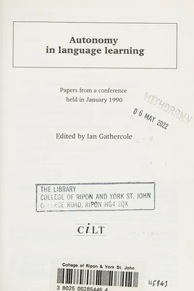 Capa de Autonomy in language learning