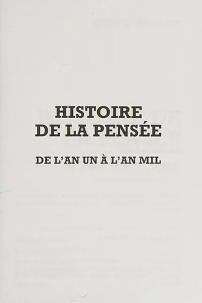 Capa de Histoire de la pensée