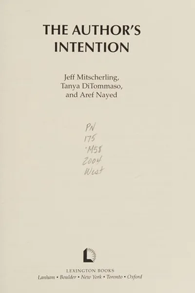 Capa de The author's intention