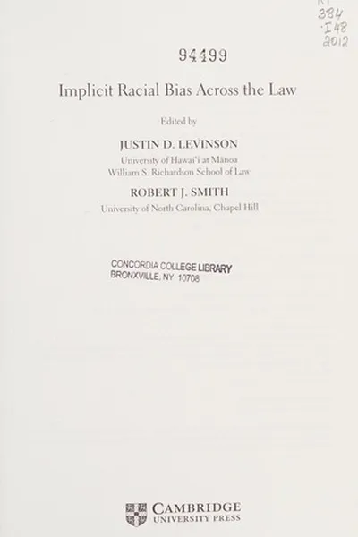 Capa de Implicit racial bias across the law
