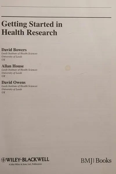 Capa de Getting started in health research