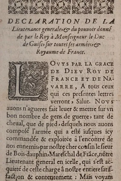 Capa de Declaration de la Lieutenance generale