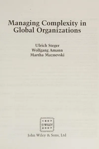 Capa de Managing complexity in global organizations