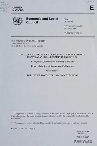 Capa de Extrajudicial, summary or arbitrary executions