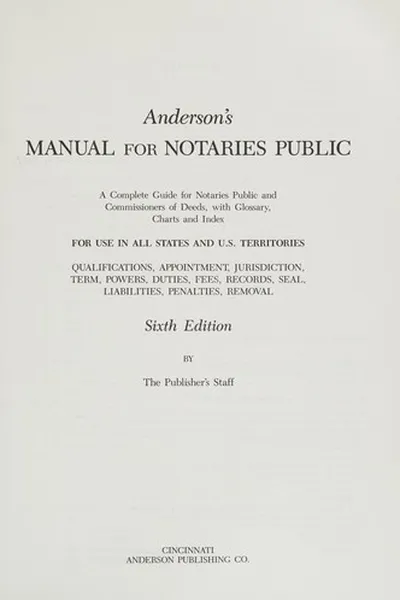 Capa de Anderson's manual for notaries public