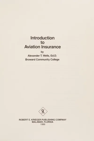 Capa de Introduction to aviation insurance