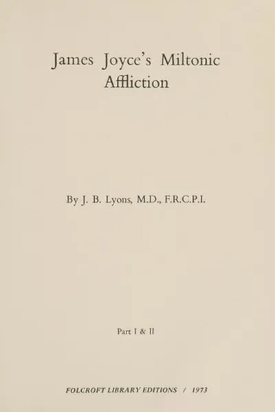Capa de James Joyce's Miltonic affliction