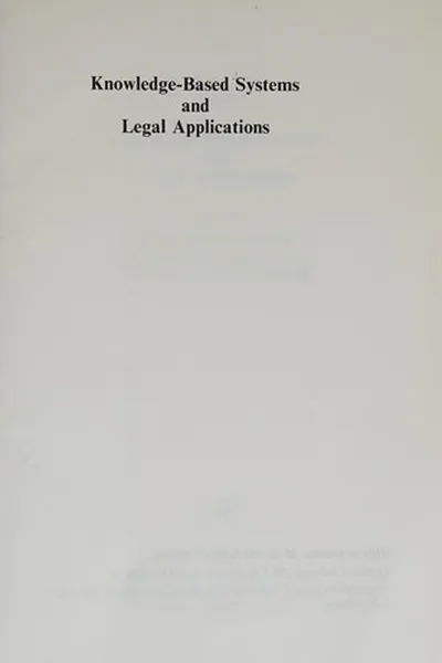 Capa de Knowledge-based systems and legal applications