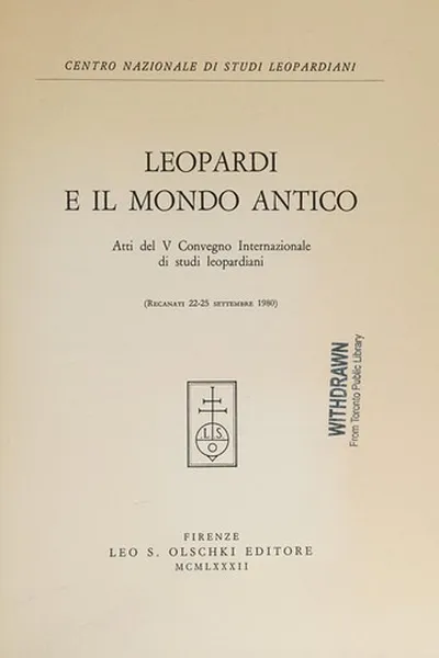 Capa de Leopardi e il mondo antico