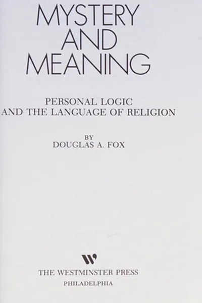 Capa de Mystery and meaning