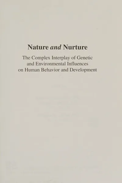 Capa de Nature and nurture