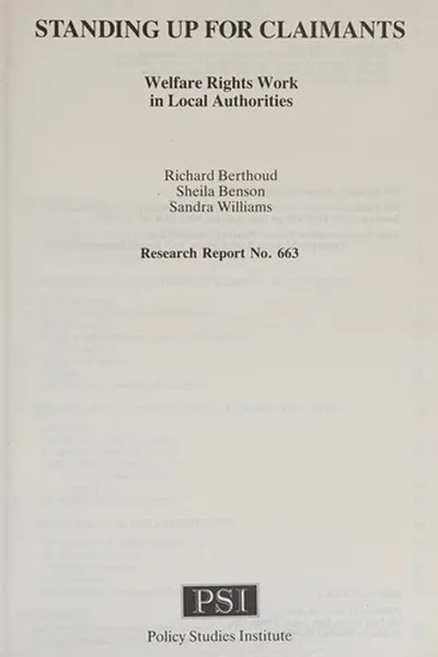 Capa de Standing up for claimants