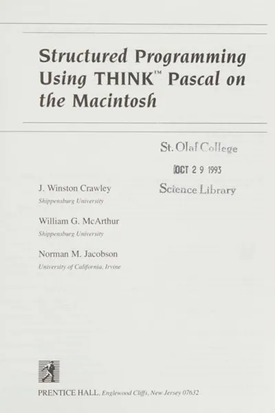Capa de Structured programming using THINK Pascal on the Macintosh