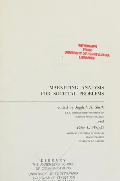 Capa de Marketing analysis for societal problems
