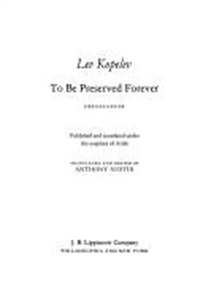 Capa de To be preserved forever