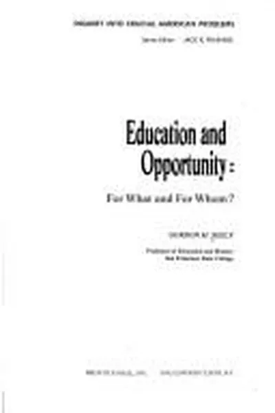 Capa de Education and opportunity