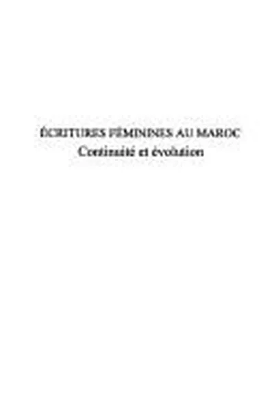 Capa de Écritures féminines au Maroc