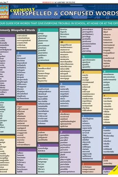 Capa de QuickStudy - Commonly Misspelled / Misused Words