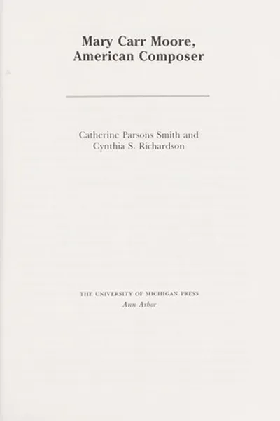 Cover of Mary Carr Moore, American composer