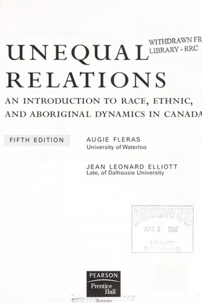 Capa de Unequal relations