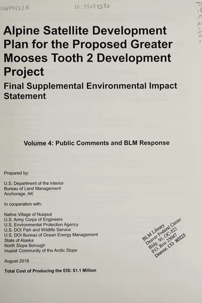 Capa de Alpine satellite development plan for the proposed Greater Mooses Tooth 2 development project