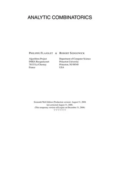 Capa de Analytic combinatorics