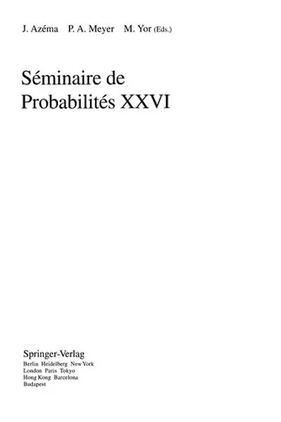 Capa de Séminaire de probabilités XXVI
