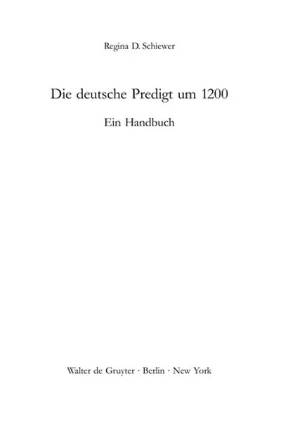 Capa de Die deutsche Predigt um 1200
