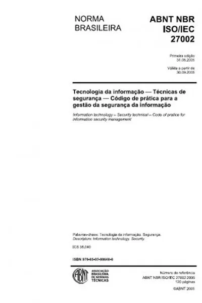 Cover of Norma Brasileira ABNT NBR ISO/IEC 27002